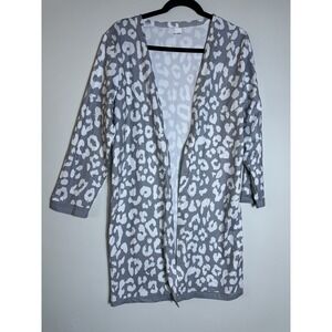 Women's V-neck Open Front Cardigan Casual  Animal Print Long Sleeve Sz M